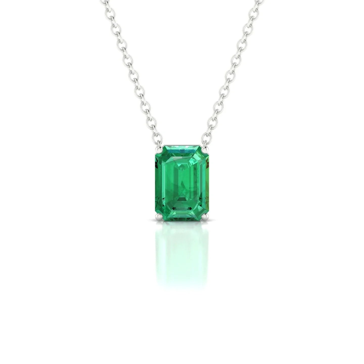 Radiance | 18k White Gold 7 x 5 mm Emerald Emerald Pendant