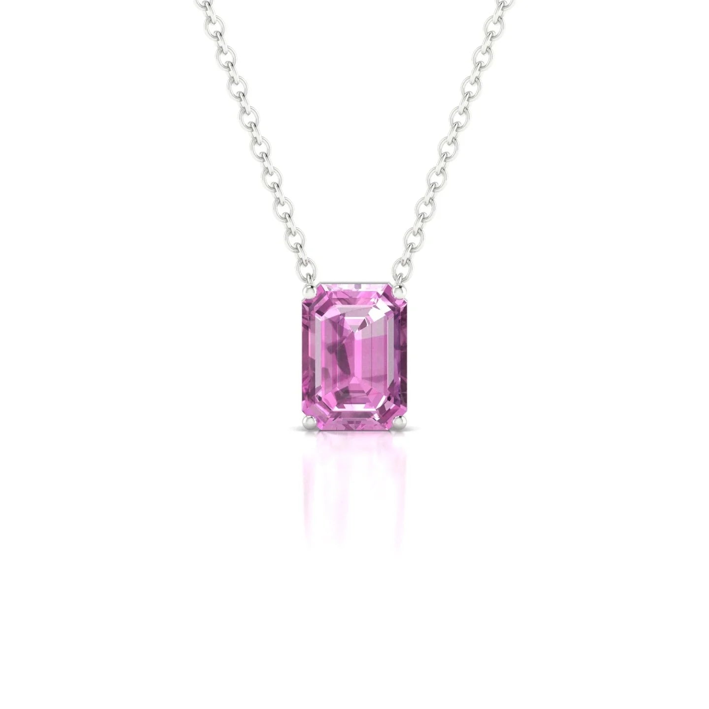 Radiance | 18k White Gold 7 x 5 mm Emerald Pink Sapphire Pendant