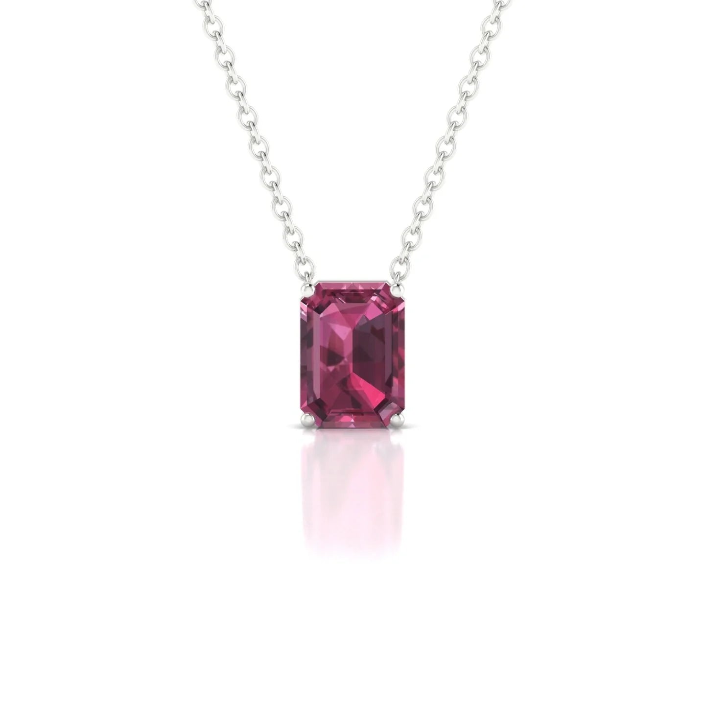 Radiance | 18k White Gold 7 x 5 mm Emerald Rhodolite Pendant