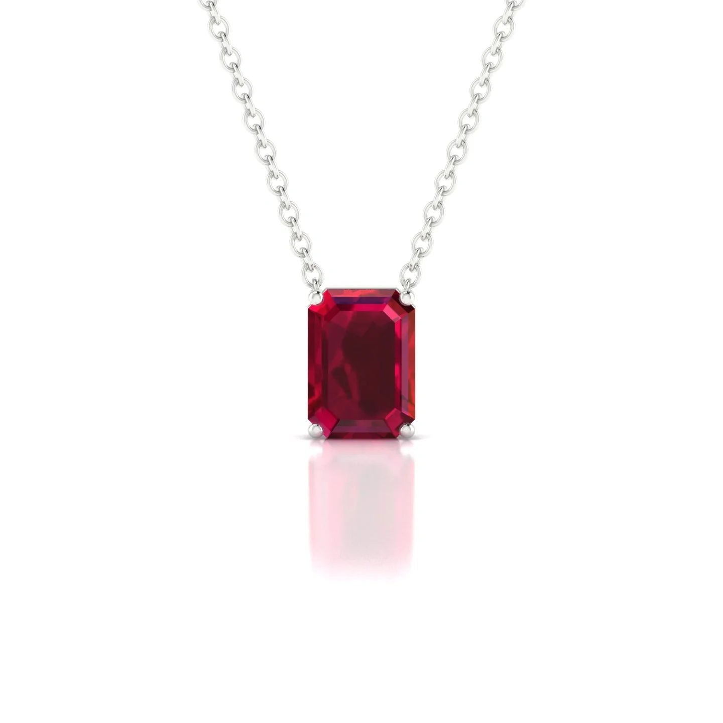 Radiance | 18k White Gold 7 x 5 mm Emerald Ruby Pendant