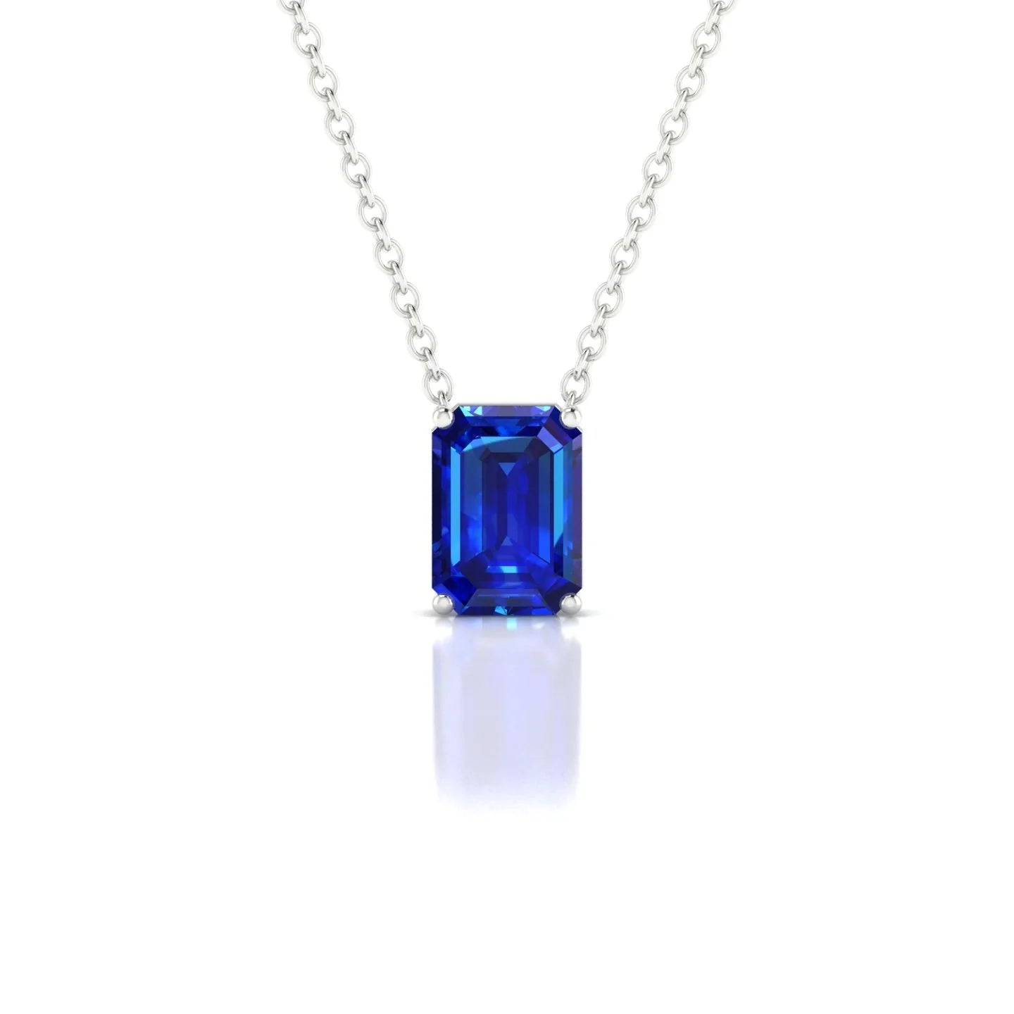 Radiance | 18k White Gold 7 x 5 mm Emerald Sapphire Pendant