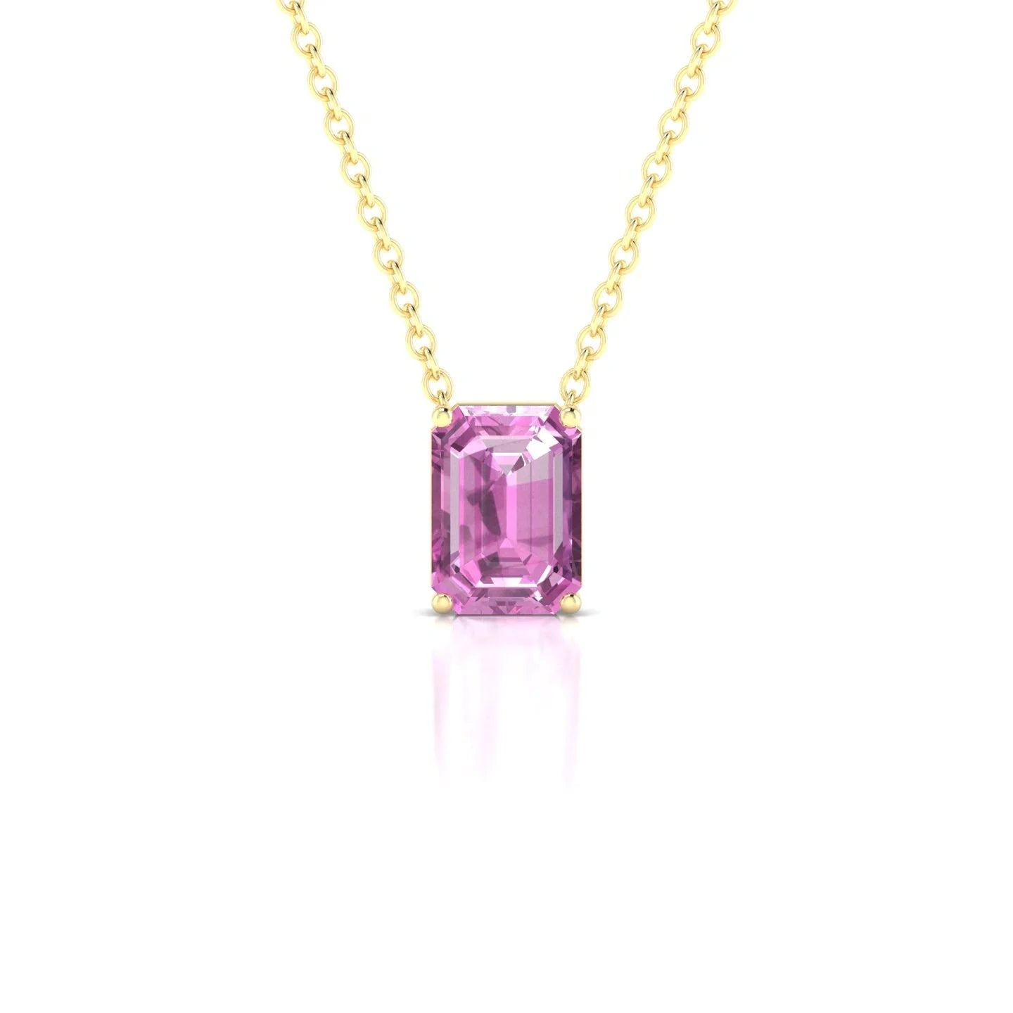 Radiance | 18k Yellow Gold 7 x 5 mm Emerald Pink Sapphire Pendant