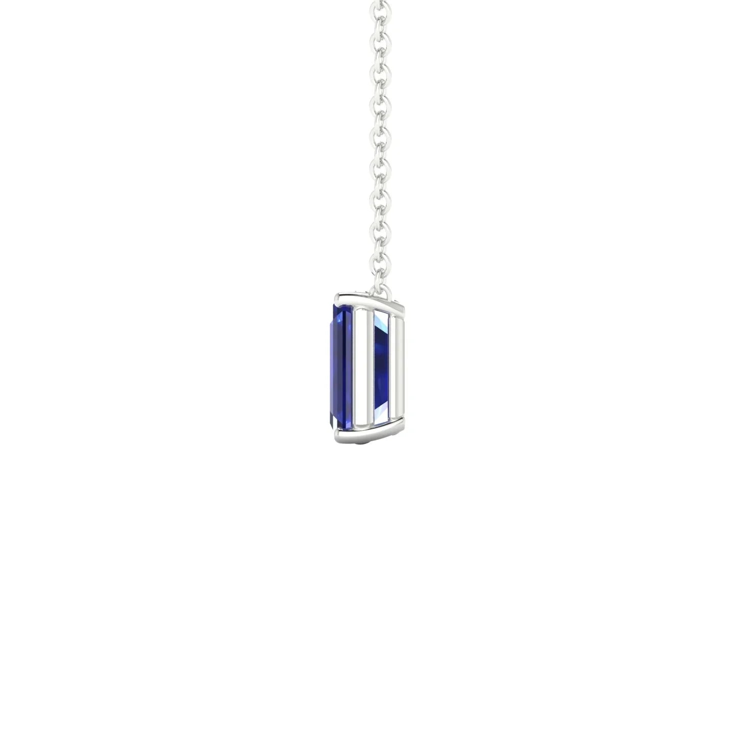 Radiance | 18k White Gold 7 x 5 mm Emerald Sapphire Pendant