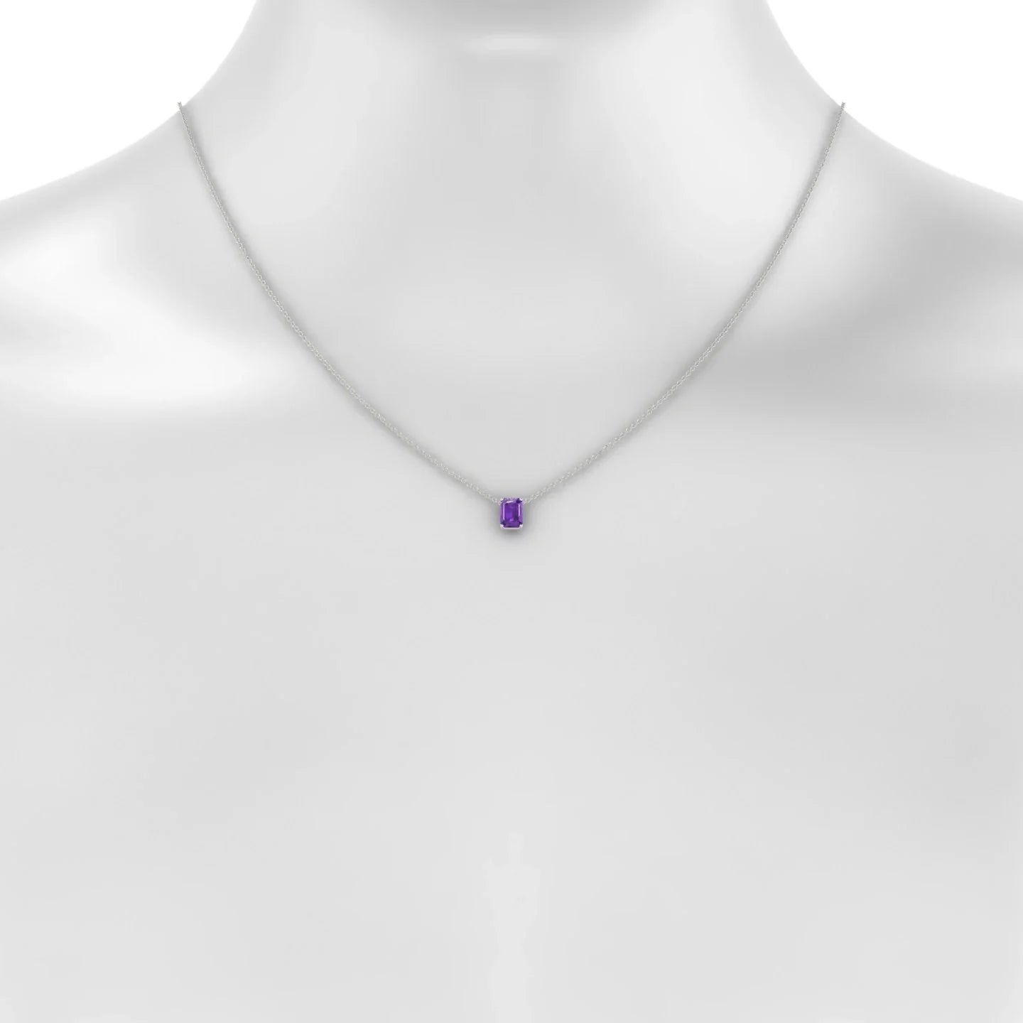 Radiance | 18k White Gold 7 x 5 mm Emerald Amethyst Pendant