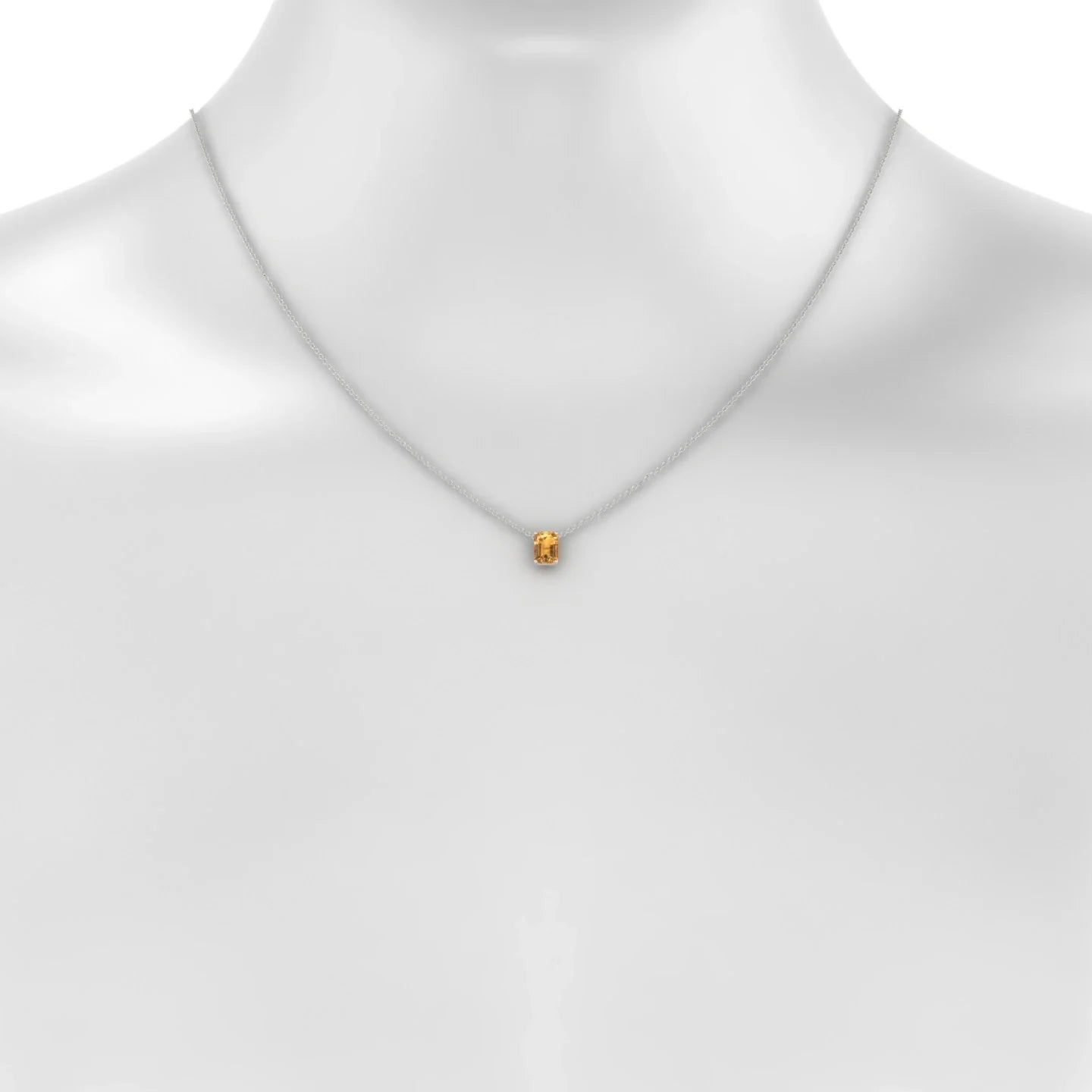 Radiance | 18k White Gold 7 x 5 mm Emerald Citrine Pendant