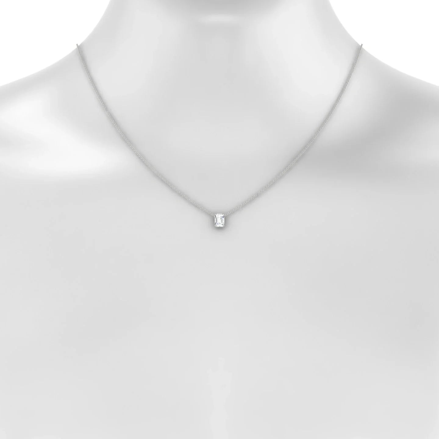 Radiance | 18k White Gold 7 x 5 mm Emerald Diamond Pendant