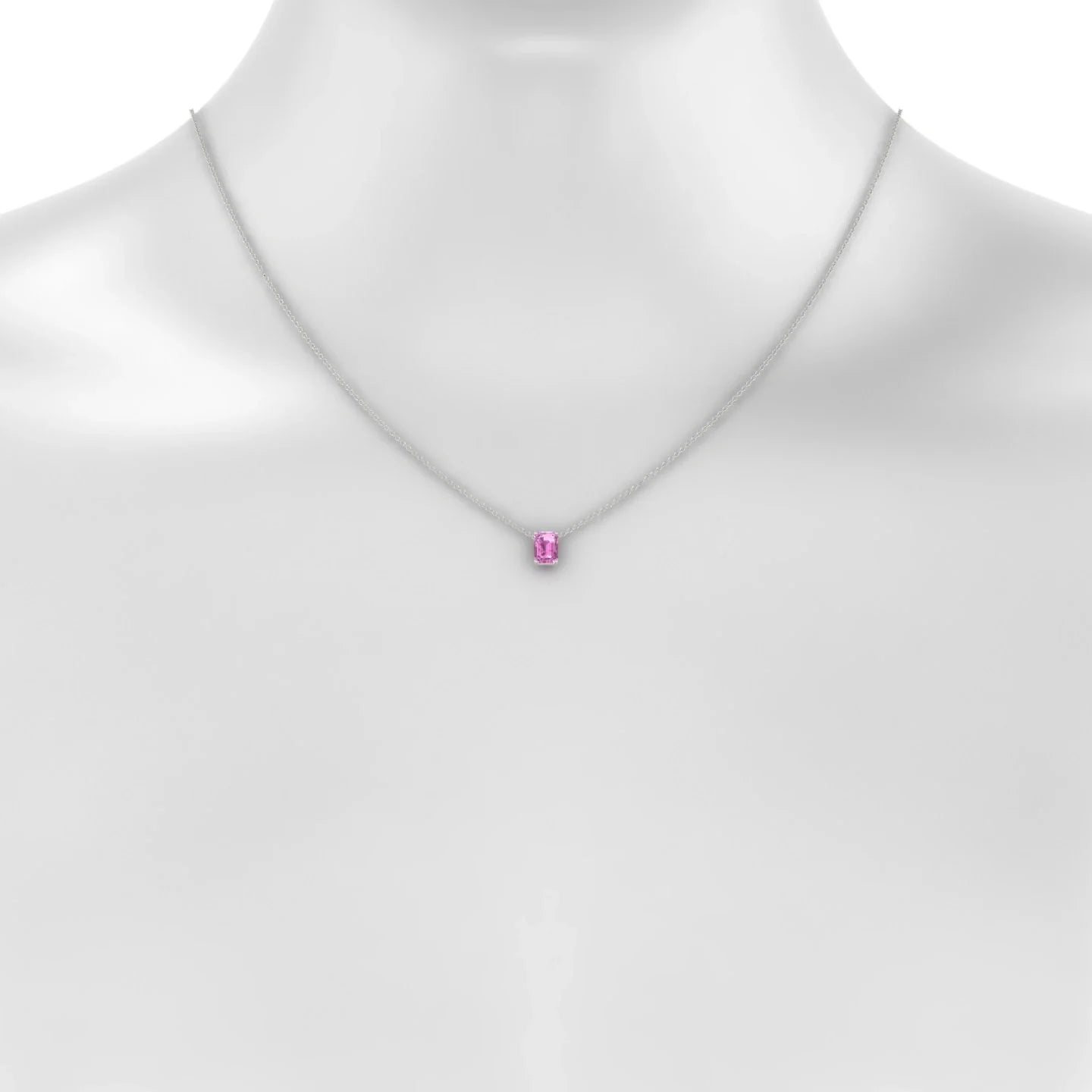 Radiance | 18k White Gold 7 x 5 mm Emerald Pink Sapphire Pendant