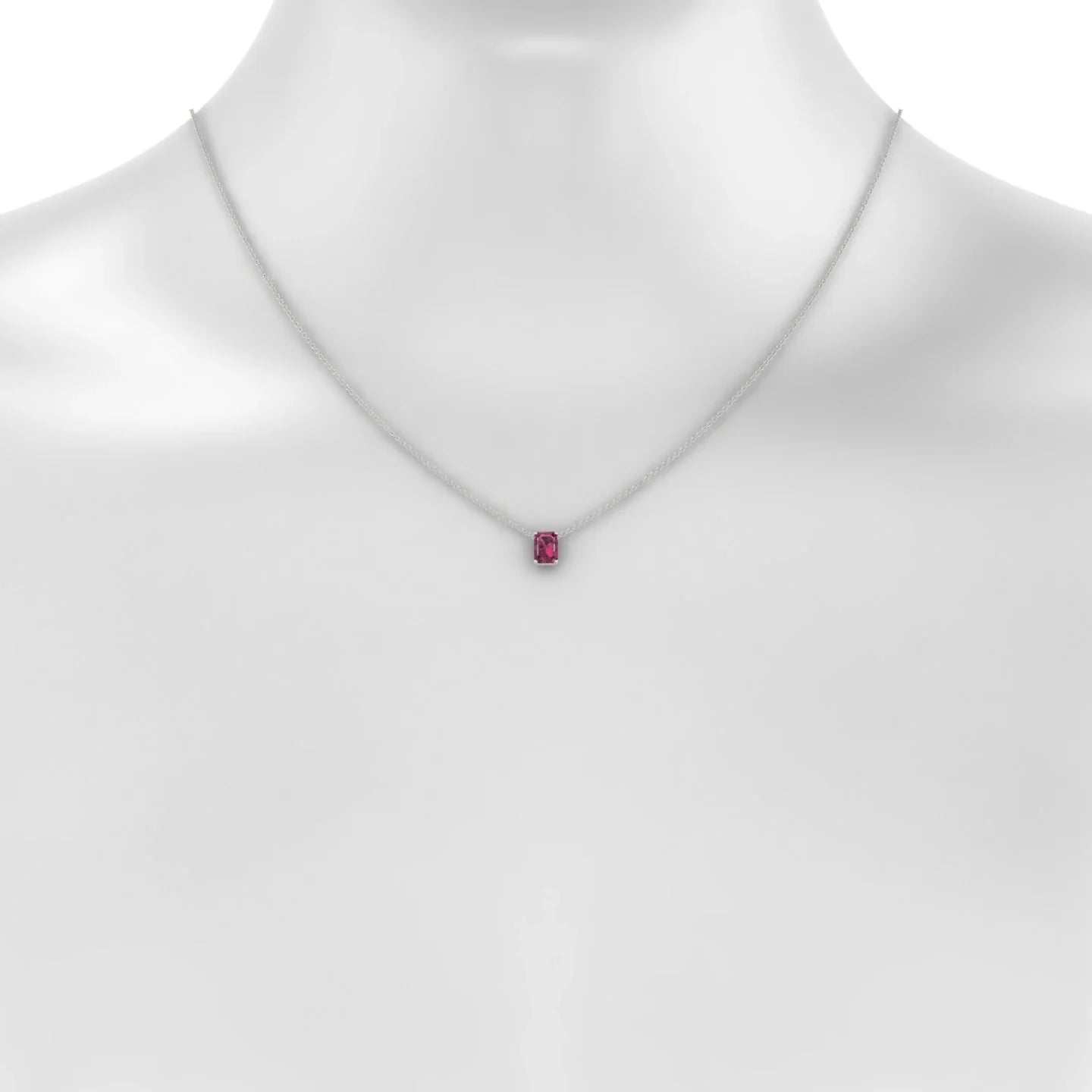 Radiance | 18k White Gold 7 x 5 mm Emerald Rhodolite Pendant