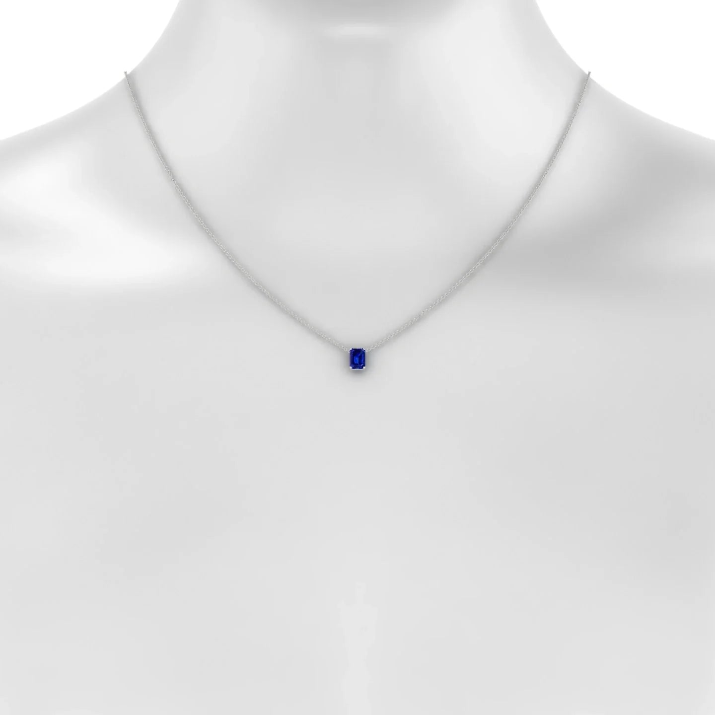 Radiance | 18k White Gold 7 x 5 mm Emerald Sapphire Pendant