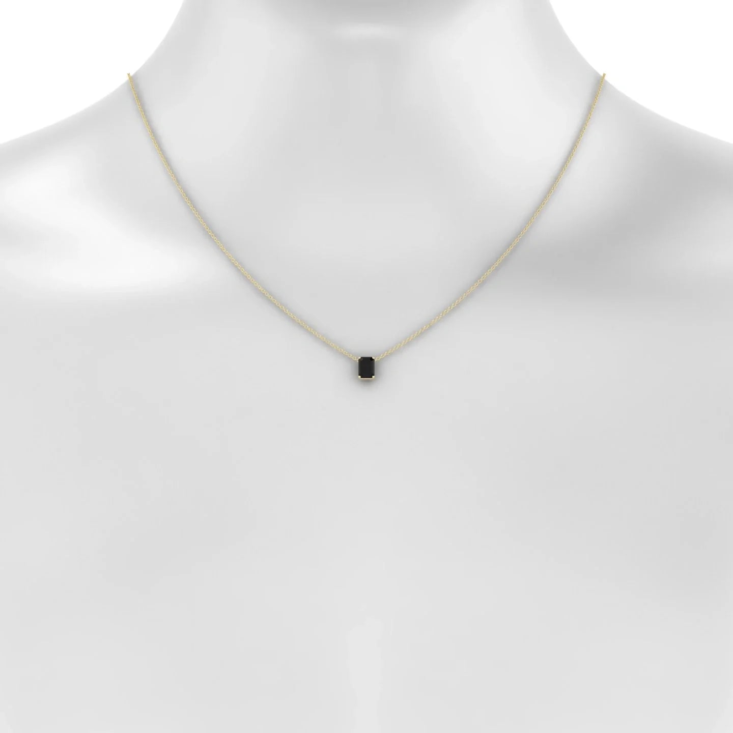 Radiance | 18k Yellow Gold 7 x 5 mm Emerald Black Diamond Pendant