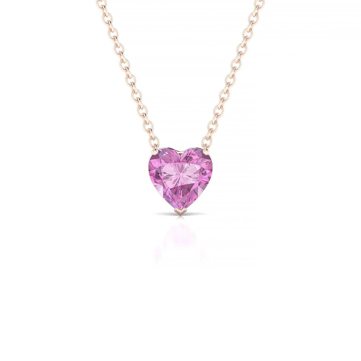 Radiance | 18k Rose Gold 5.5 mm Heart Pink Sapphire Pendant