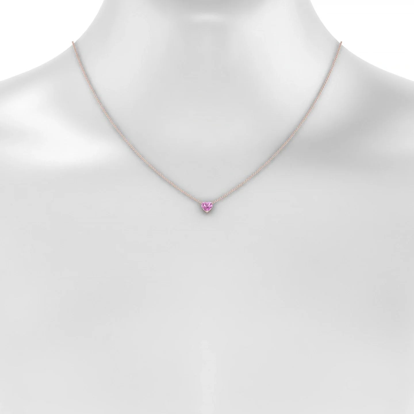 Radiance | 18k Rose Gold 5.5 mm Heart Pink Sapphire Pendant