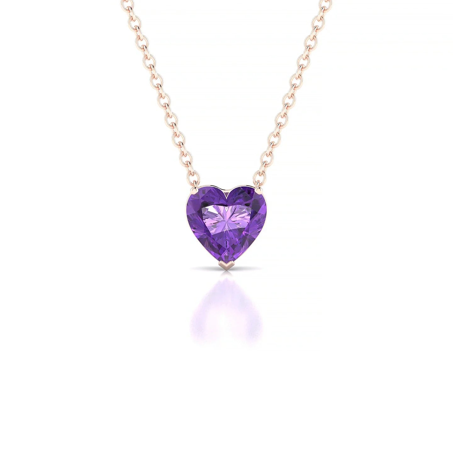 Radiance | 18k Rose Gold 6 mm Heart Amethyst Pendant