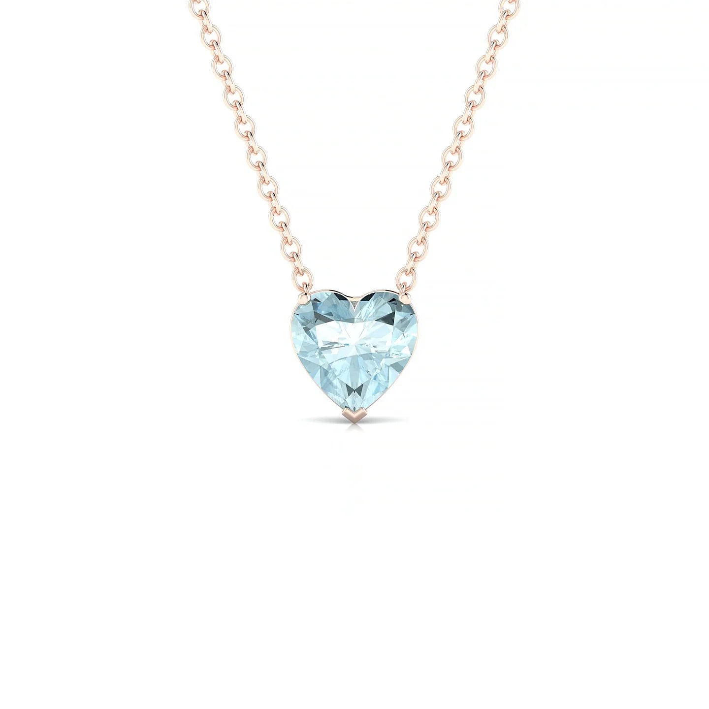 Radiance | 18k Rose Gold 6 mm Heart Aquamarine Pendant