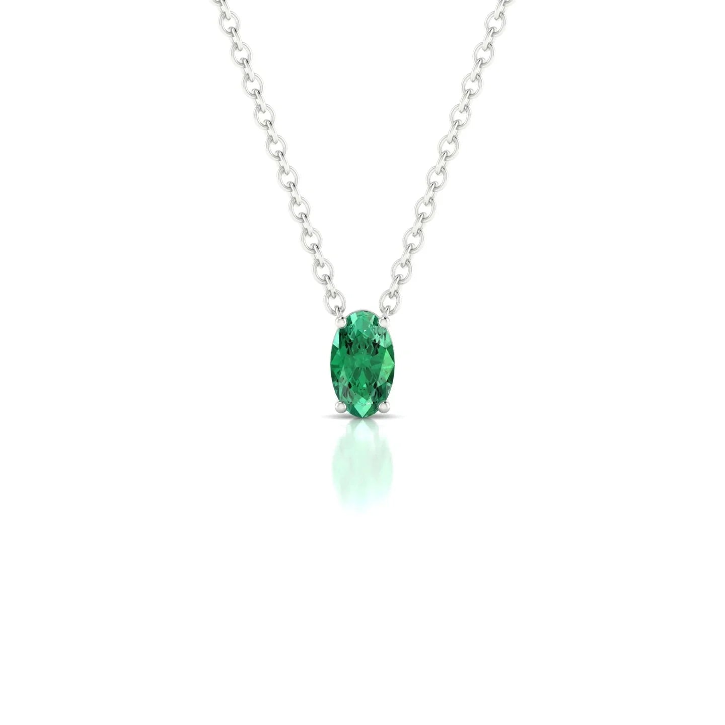 Radiance | 18k White Gold 5 x 3 mm Oval Emerald Pendant