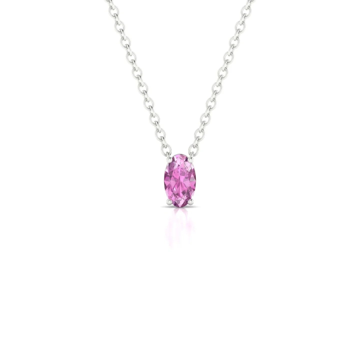 Radiance | 18k White Gold 5 x 3 mm Oval Pink Sapphire Pendant