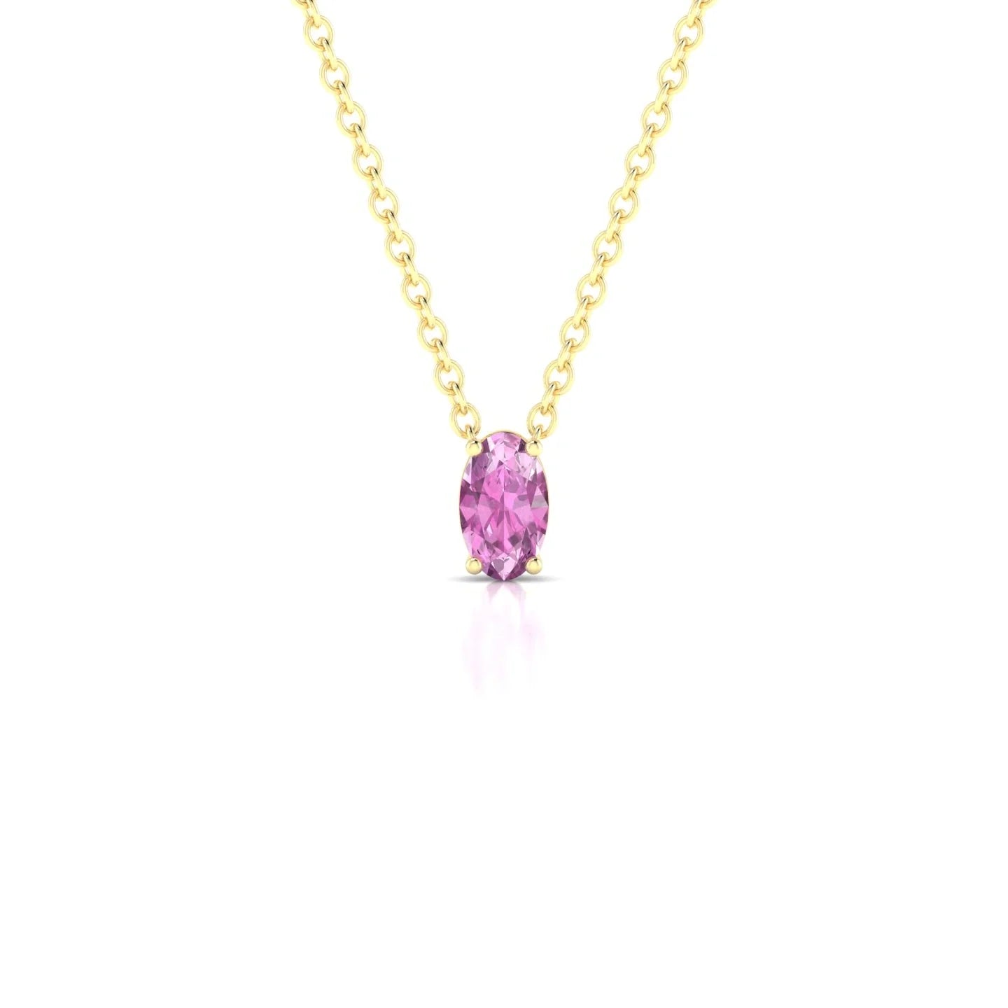 Radiance | 18k Yellow Gold 5 x 3 mm Oval Pink Sapphire Pendant