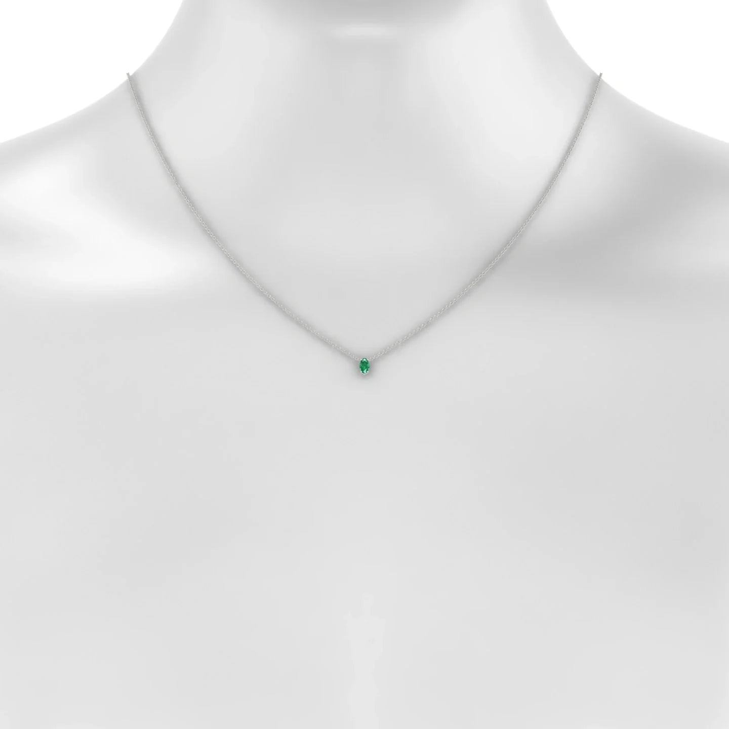 Radiance | 18k White Gold 5 x 3 mm Oval Emerald Pendant