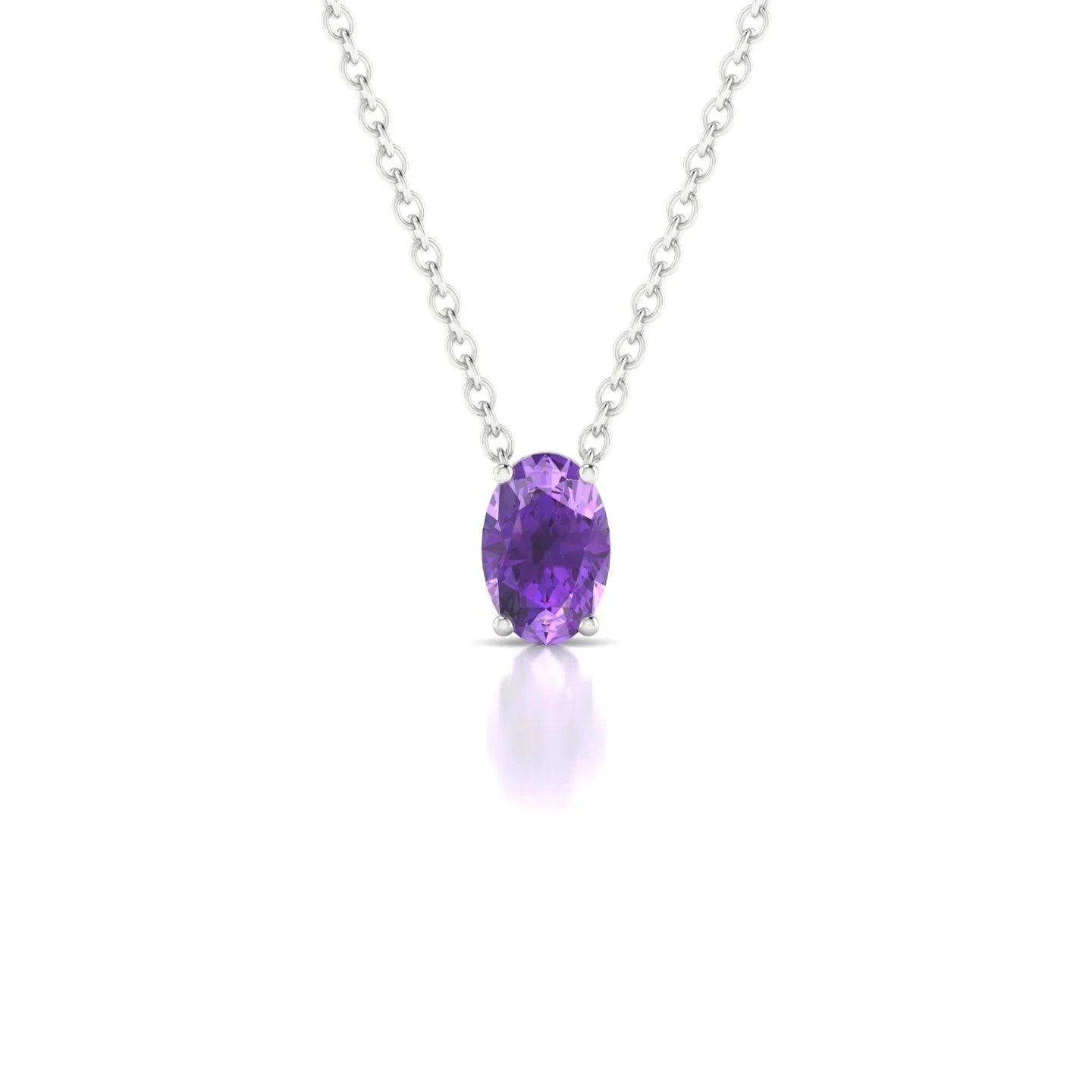 Radiance | 18k White Gold 6 x 4 mm Oval Amethyst Pendant