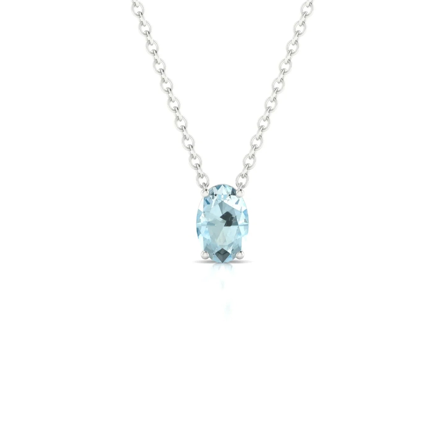 Radiance | 18k White Gold 6 x 4 mm Oval Aquamarine Pendant