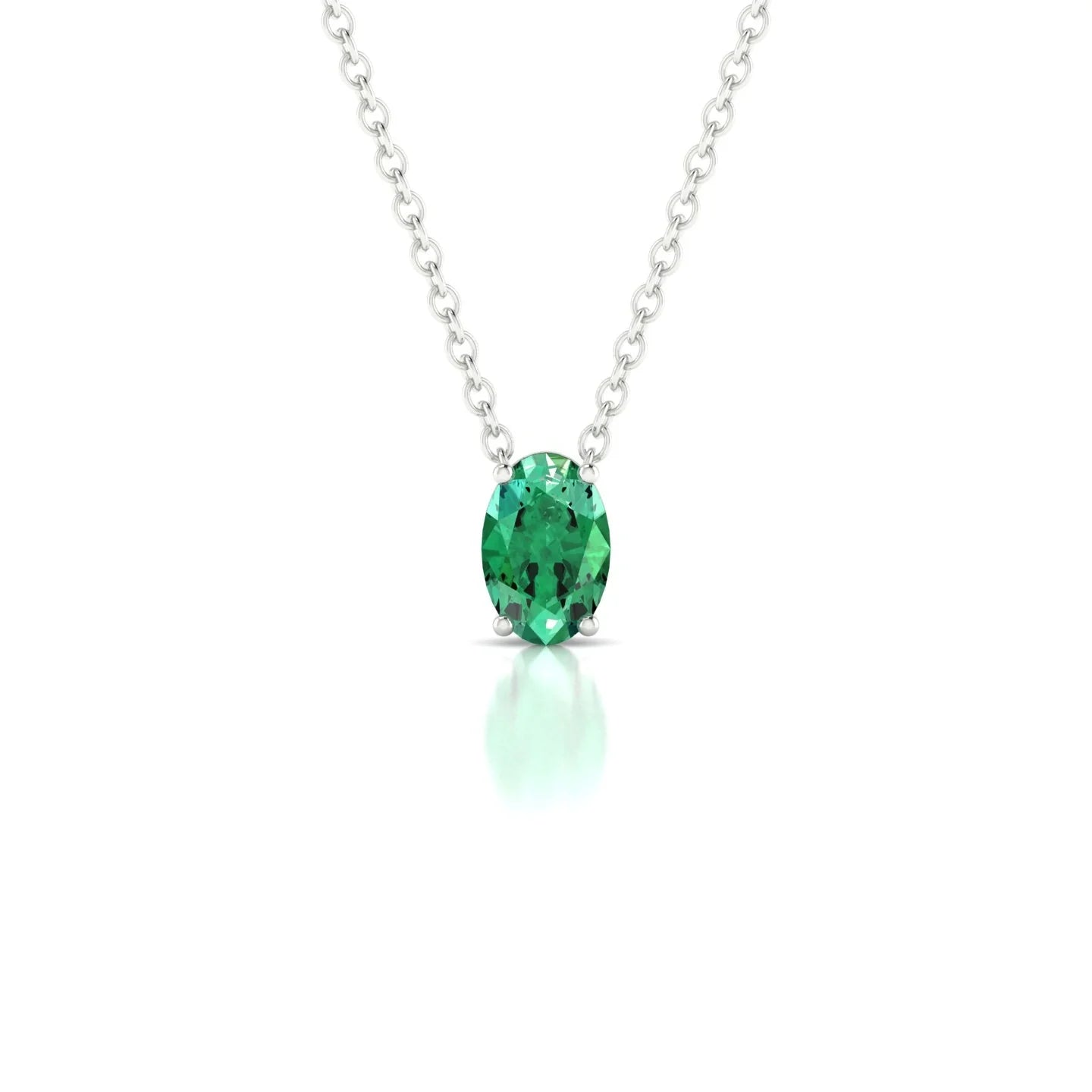 Radiance | 18k White Gold 6 x 4 mm Oval Emerald Pendant