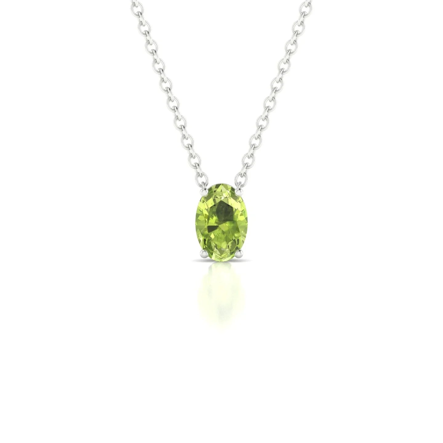 Radiance | 18k White Gold 6 x 4 mm Oval Peridot Pendant