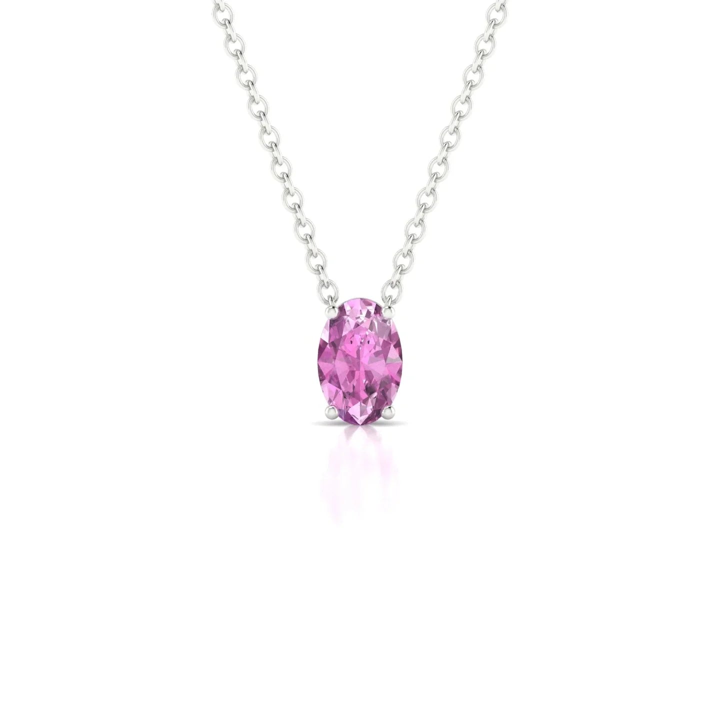 Radiance | 18k White Gold 6 x 4 mm Oval Pink Sapphire Pendant