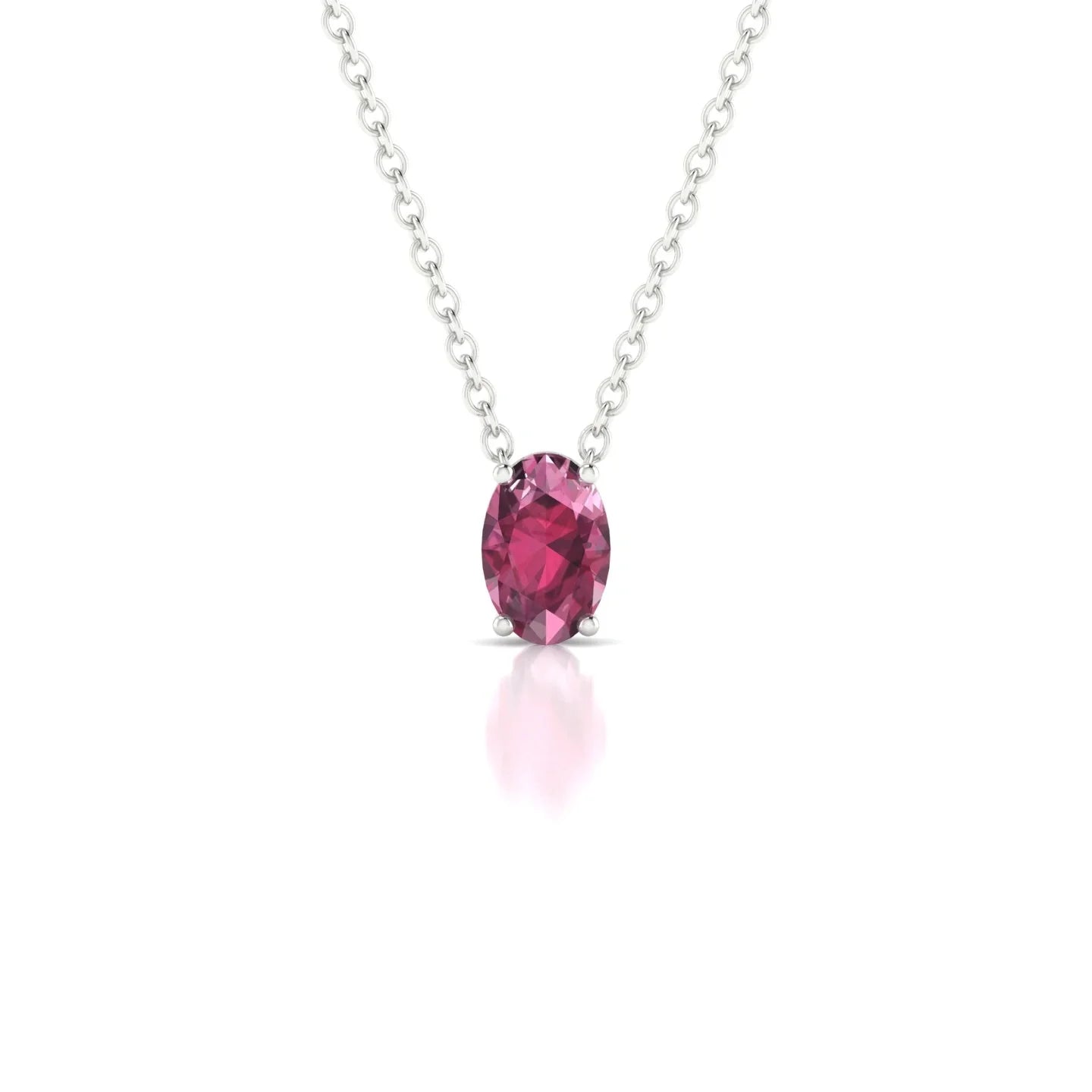 Radiance | 18k White Gold 6 x 4 mm Oval Rhodolite Pendant