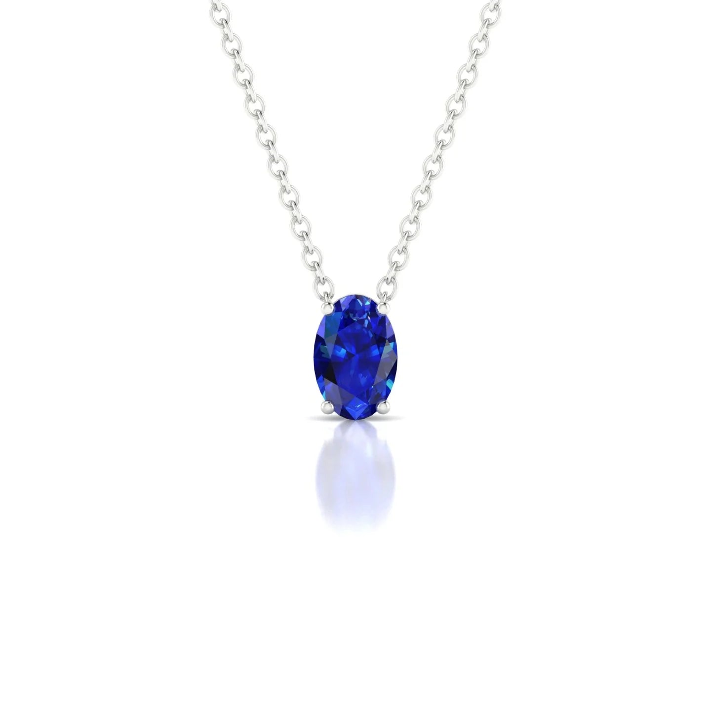 Radiance | 18k White Gold 6 x 4 mm Oval Sapphire Pendant
