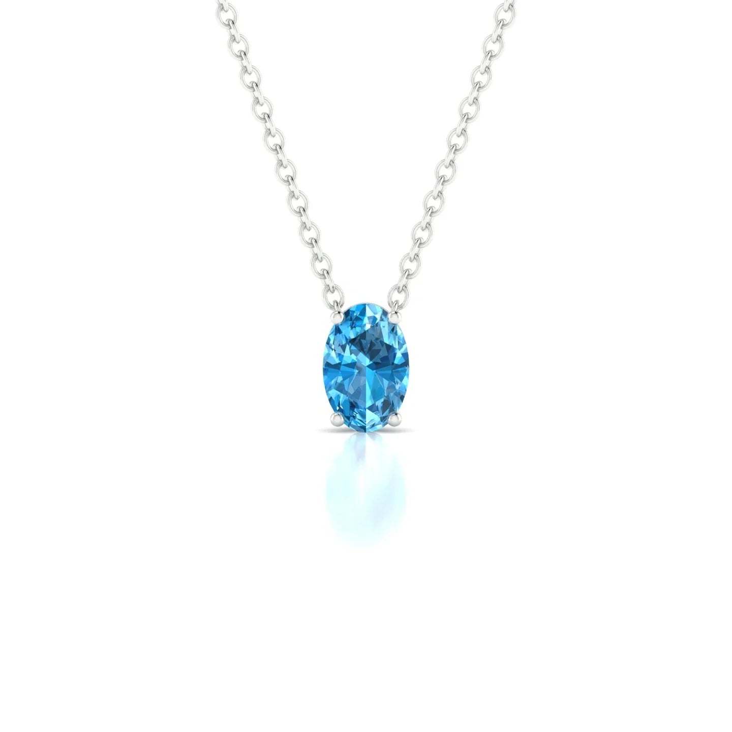 Radiance | 18k White Gold 6 x 4 mm Oval Topaz Pendant