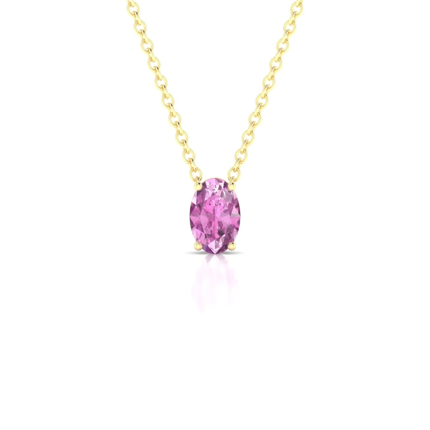 Radiance | 18k Yellow Gold 6 x 4 mm Oval Pink Sapphire Pendant