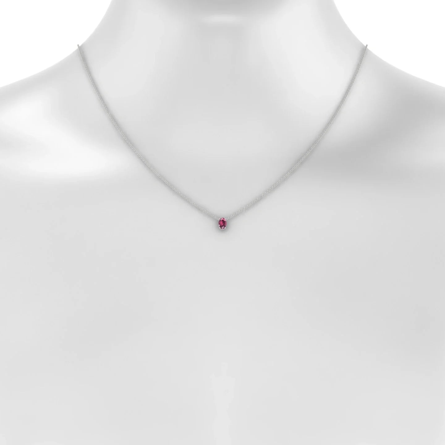 Radiance | 18k White Gold 6 x 4 mm Oval Rhodolite Pendant