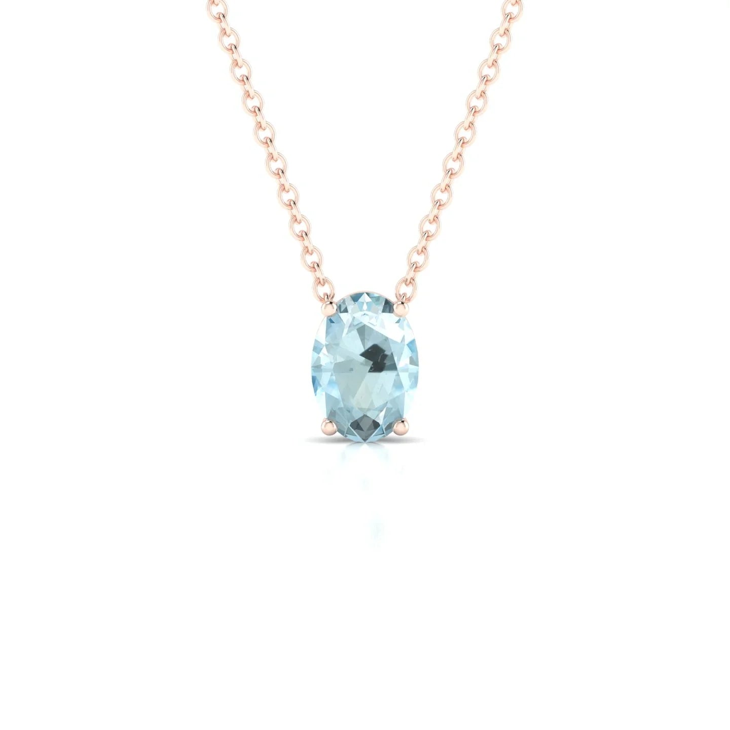 Radiance | 18k Rose Gold 7 x 5 mm Oval Aquamarine Pendant