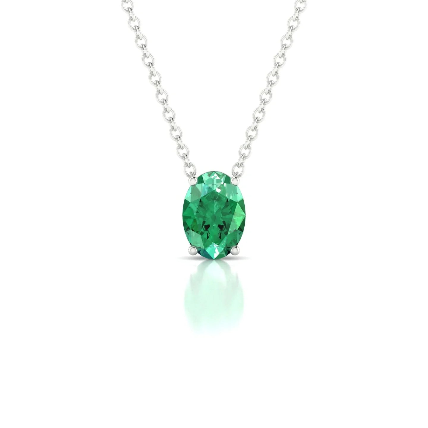 Radiance | 18k White Gold 7 x 5 mm Oval Emerald Pendant