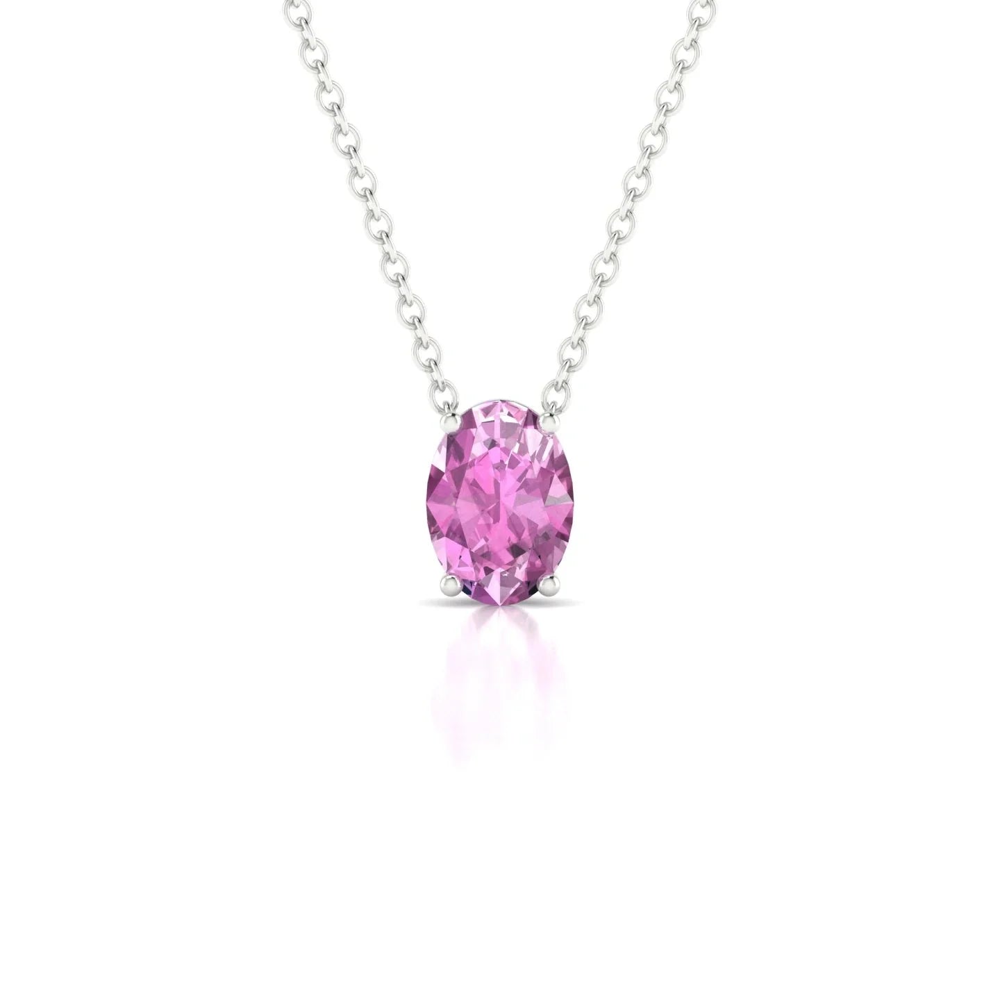 Radiance | 18k White Gold 7 x 5 mm Oval Pink Sapphire Pendant