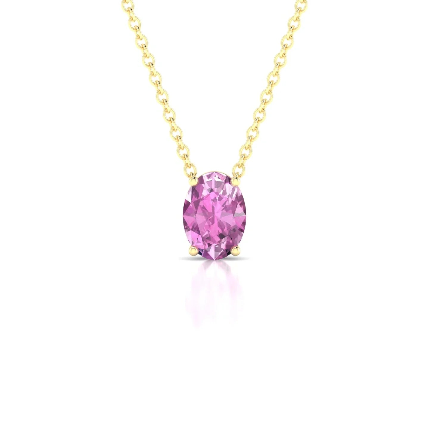 Radiance | 18k Yellow Gold 7 x 5 mm Oval Pink Sapphire Pendant