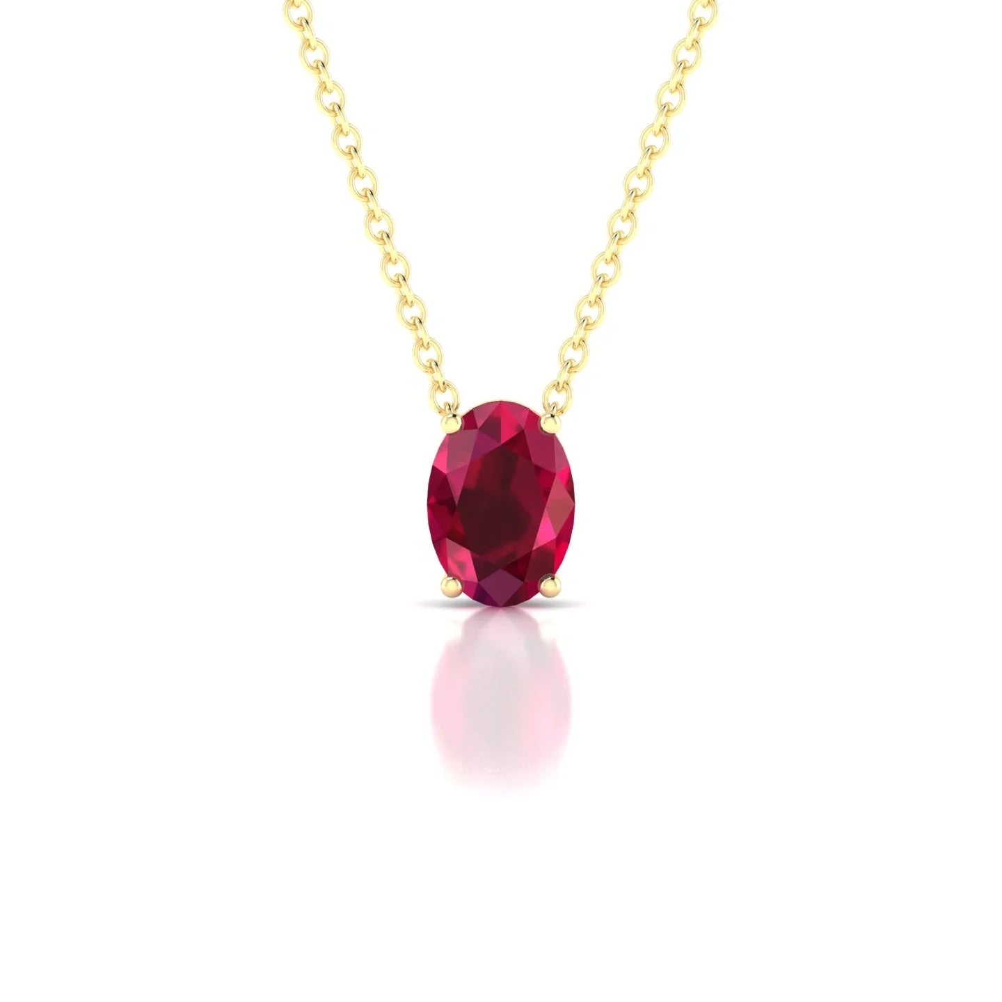 Radiance | 18k Yellow Gold 7 x 5 mm Oval Ruby Pendant