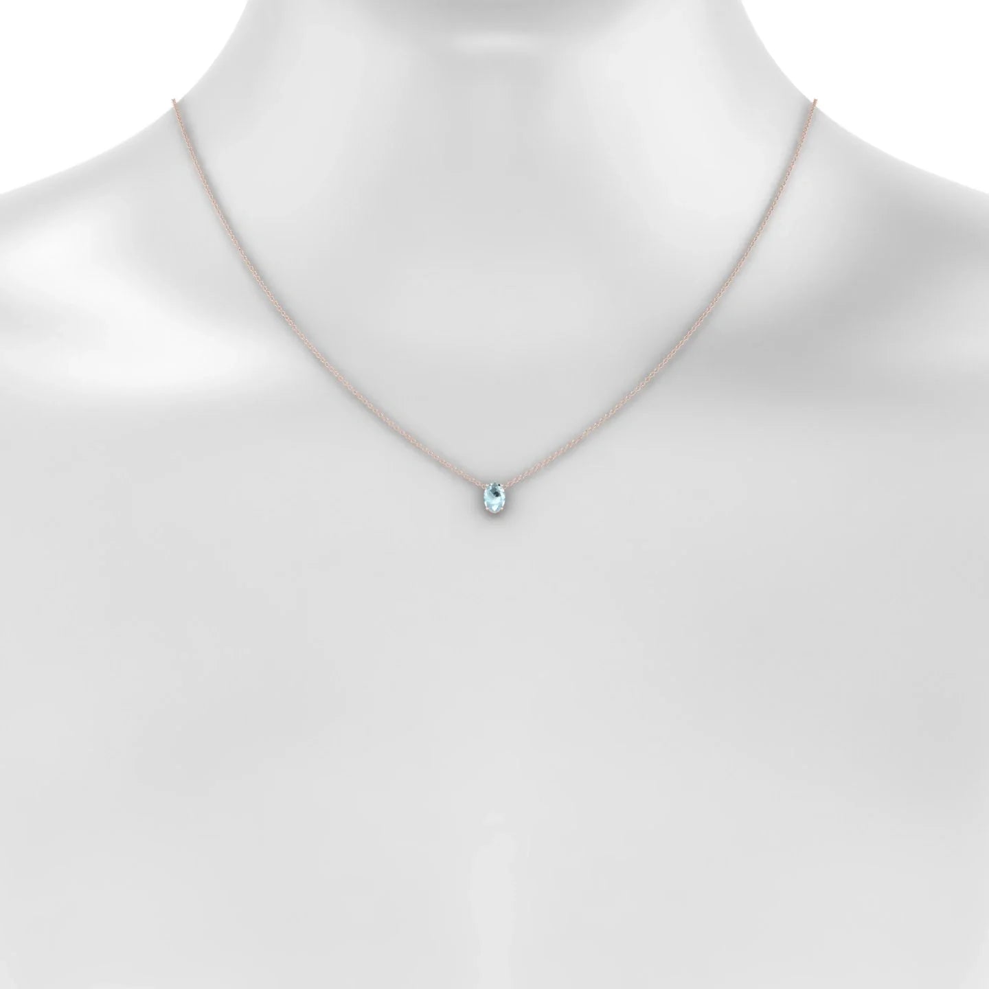 Radiance | 18k Rose Gold 7 x 5 mm Oval Aquamarine Pendant