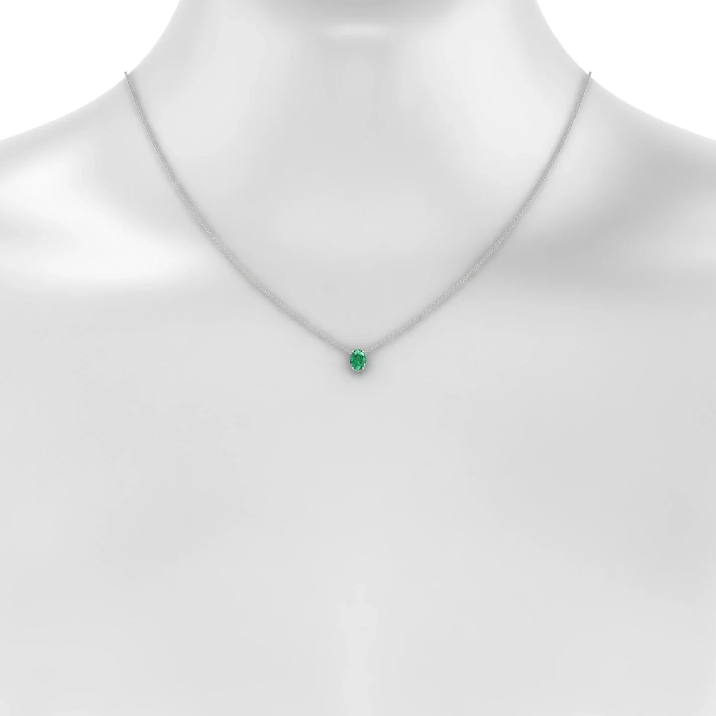 Radiance | 18k White Gold 7 x 5 mm Oval Emerald Pendant