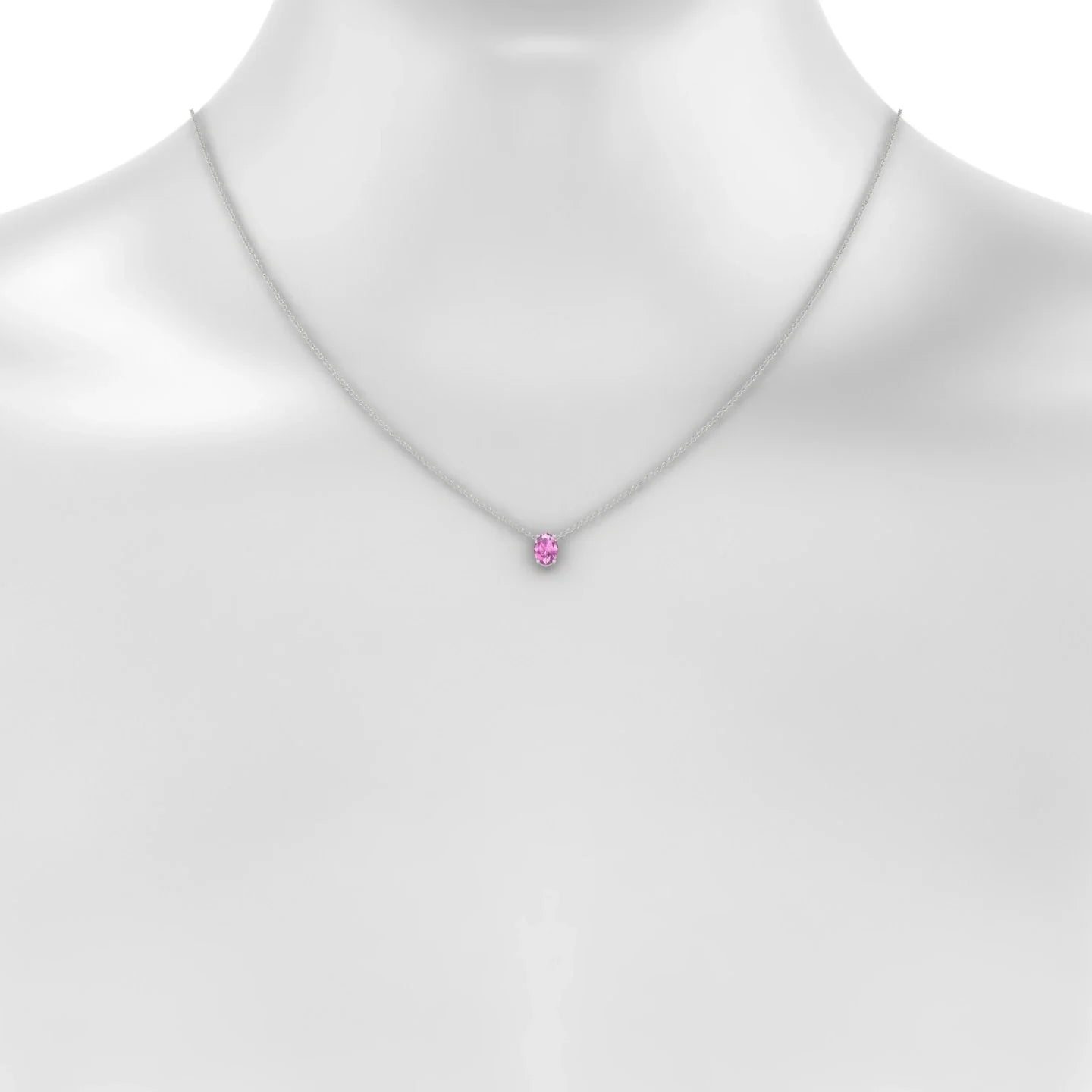 Radiance | 18k White Gold 7 x 5 mm Oval Pink Sapphire Pendant