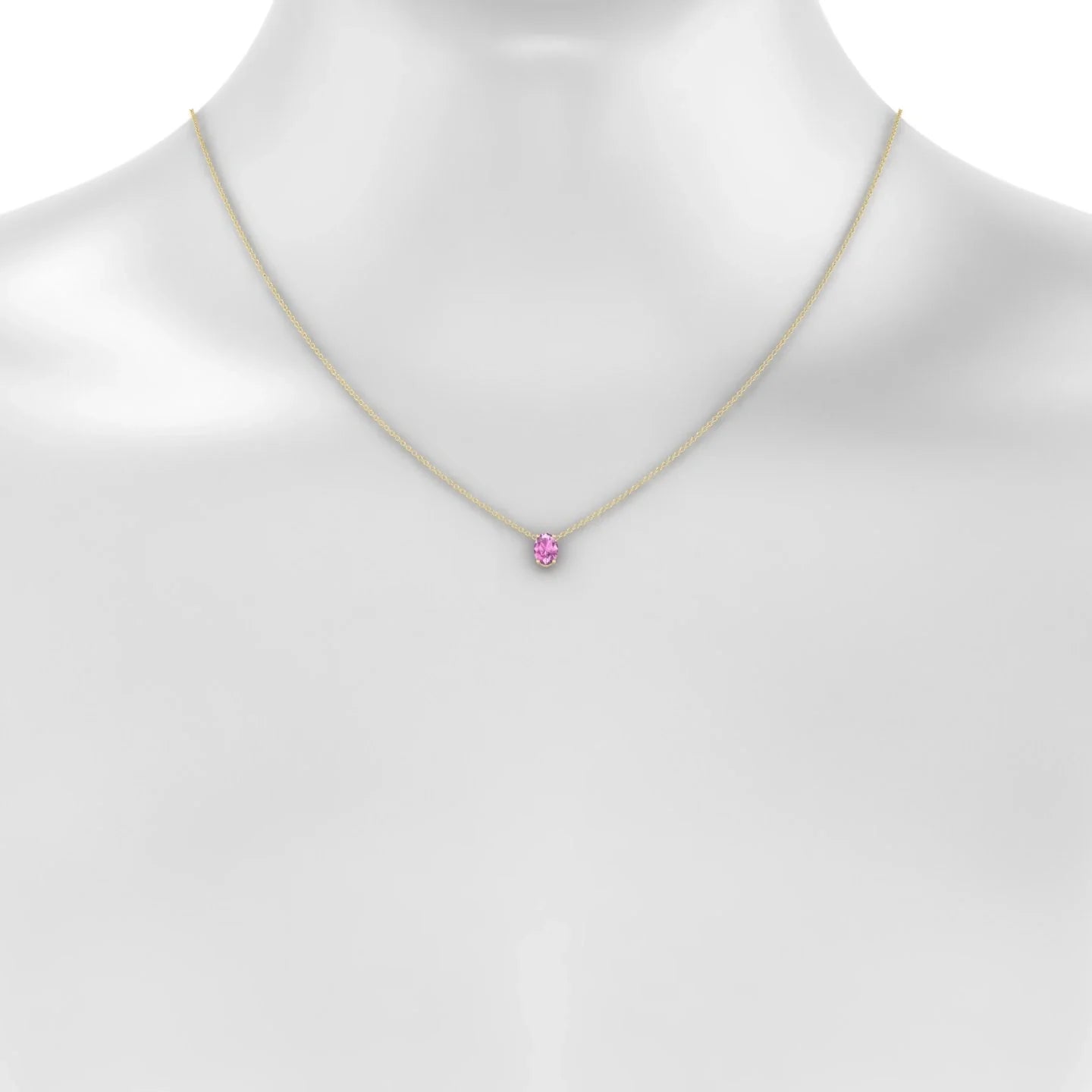 Radiance | 18k Yellow Gold 7 x 5 mm Oval Pink Sapphire Pendant