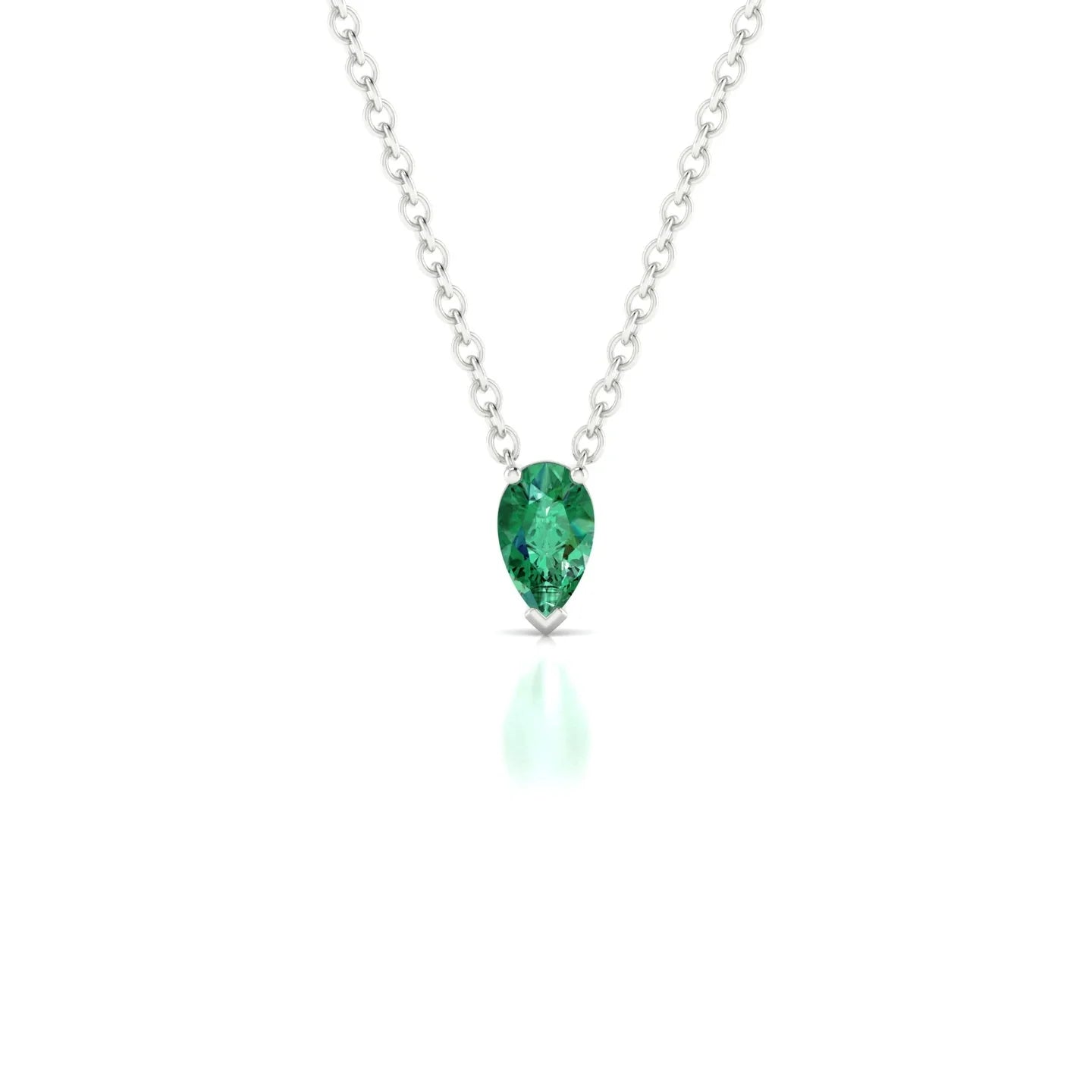 Radiance | 18k White Gold 5 x 3 mm Pear Emerald Pendant
