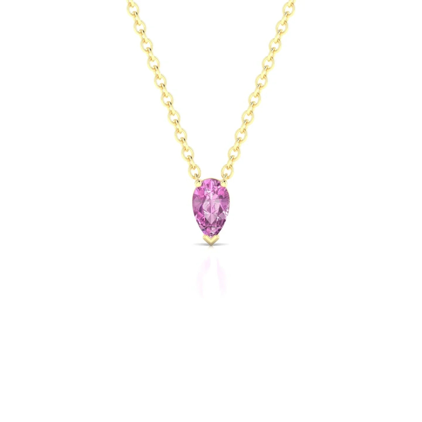 Radiance | 18k Yellow Gold 5 x 3 mm Pear Pink Sapphire Pendant