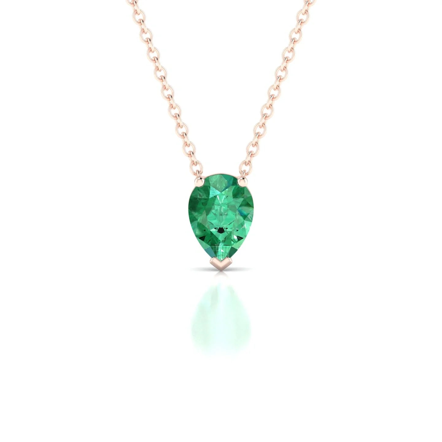 Radiance | 18k Rose Gold 7 x 5 mm Pear Emerald Pendant