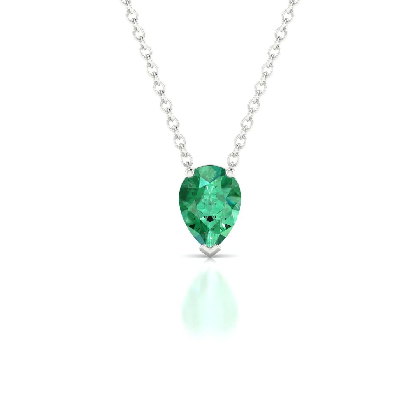 Radiance | 18k White Gold 7 x 5 mm Pear Emerald Pendant
