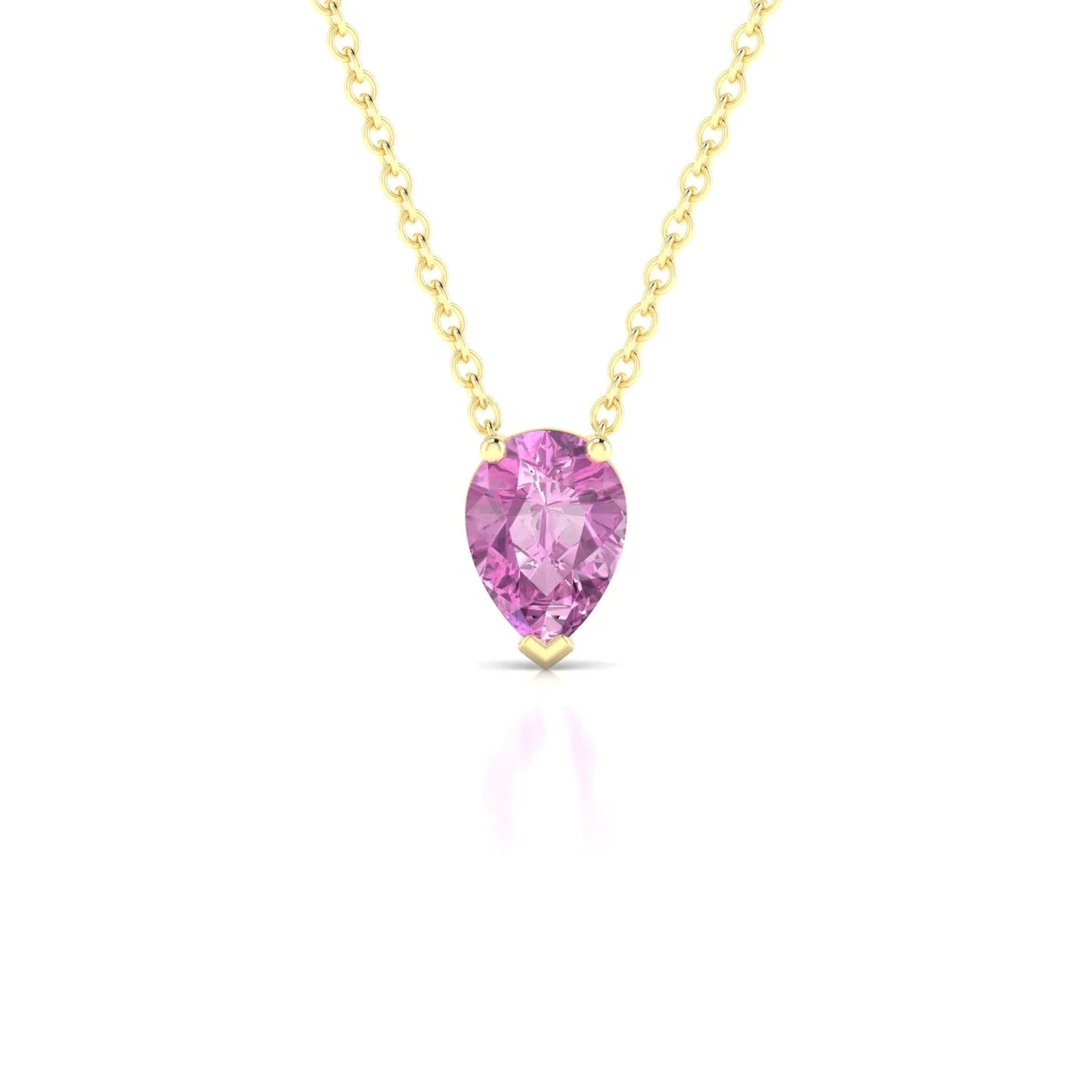 Radiance | 18k Yellow Gold 7 x 5 mm Pear Pink Sapphire Pendant