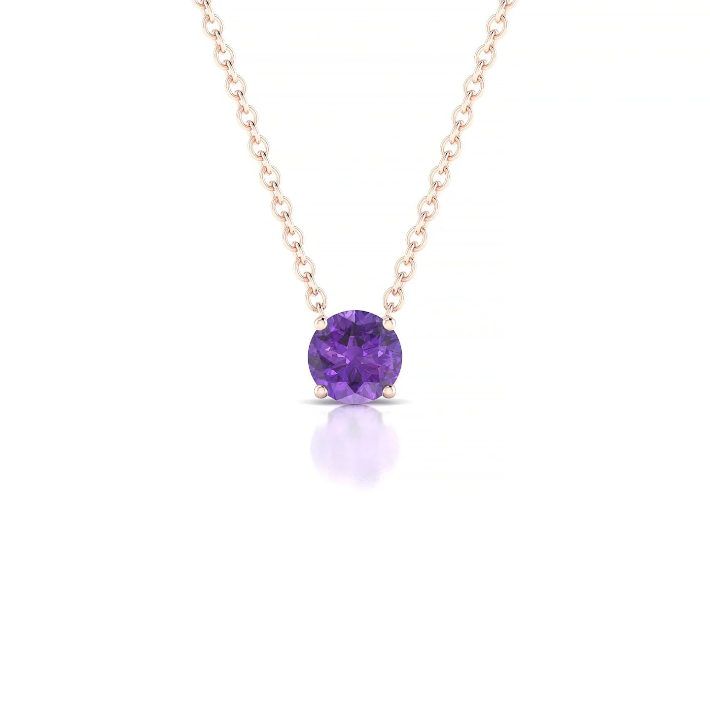 Radiance | 18k Rose Gold 4.5 mm Round Amethyst Pendant