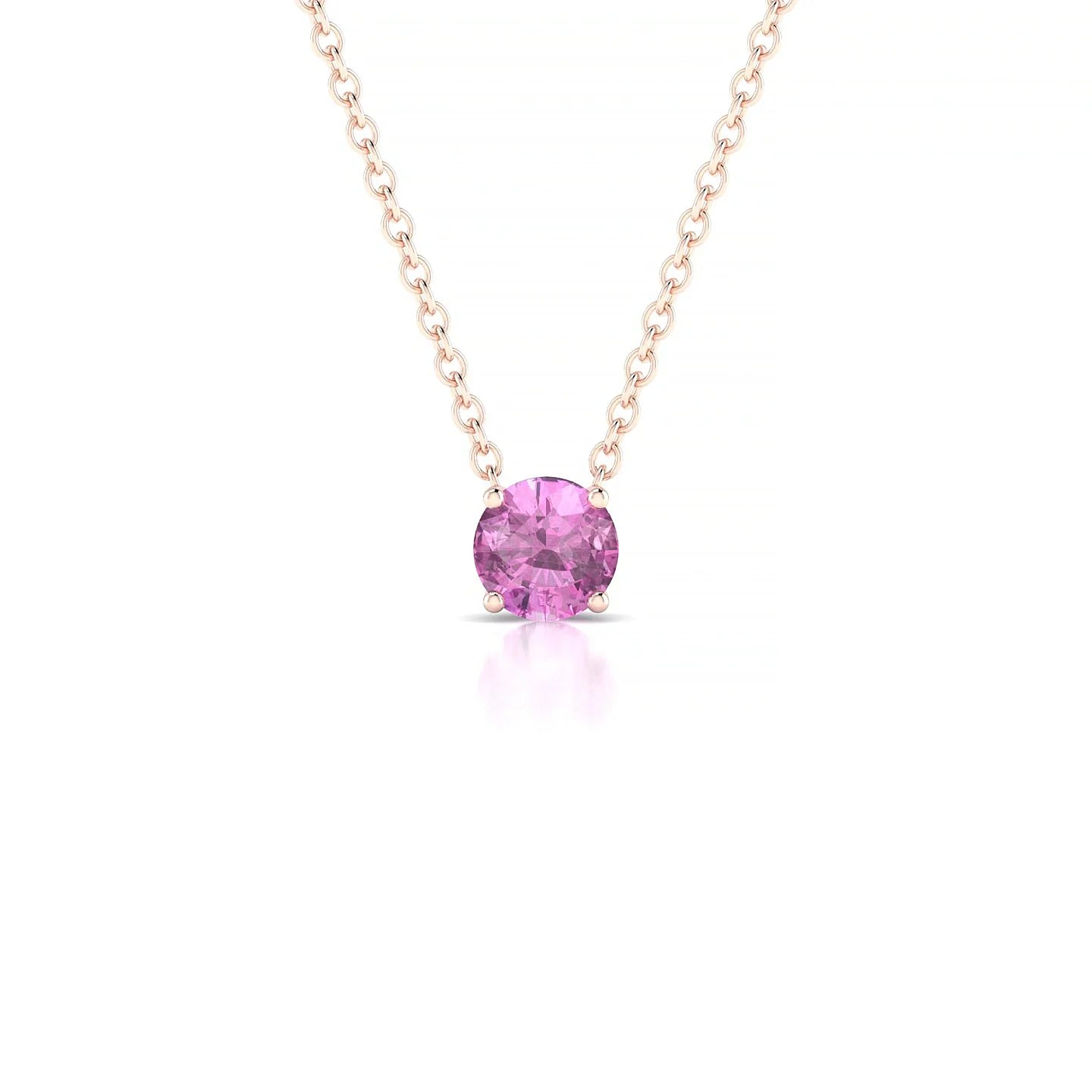 Radiance | 18k Rose Gold 4.5 mm Round Pink Sapphire Pendant