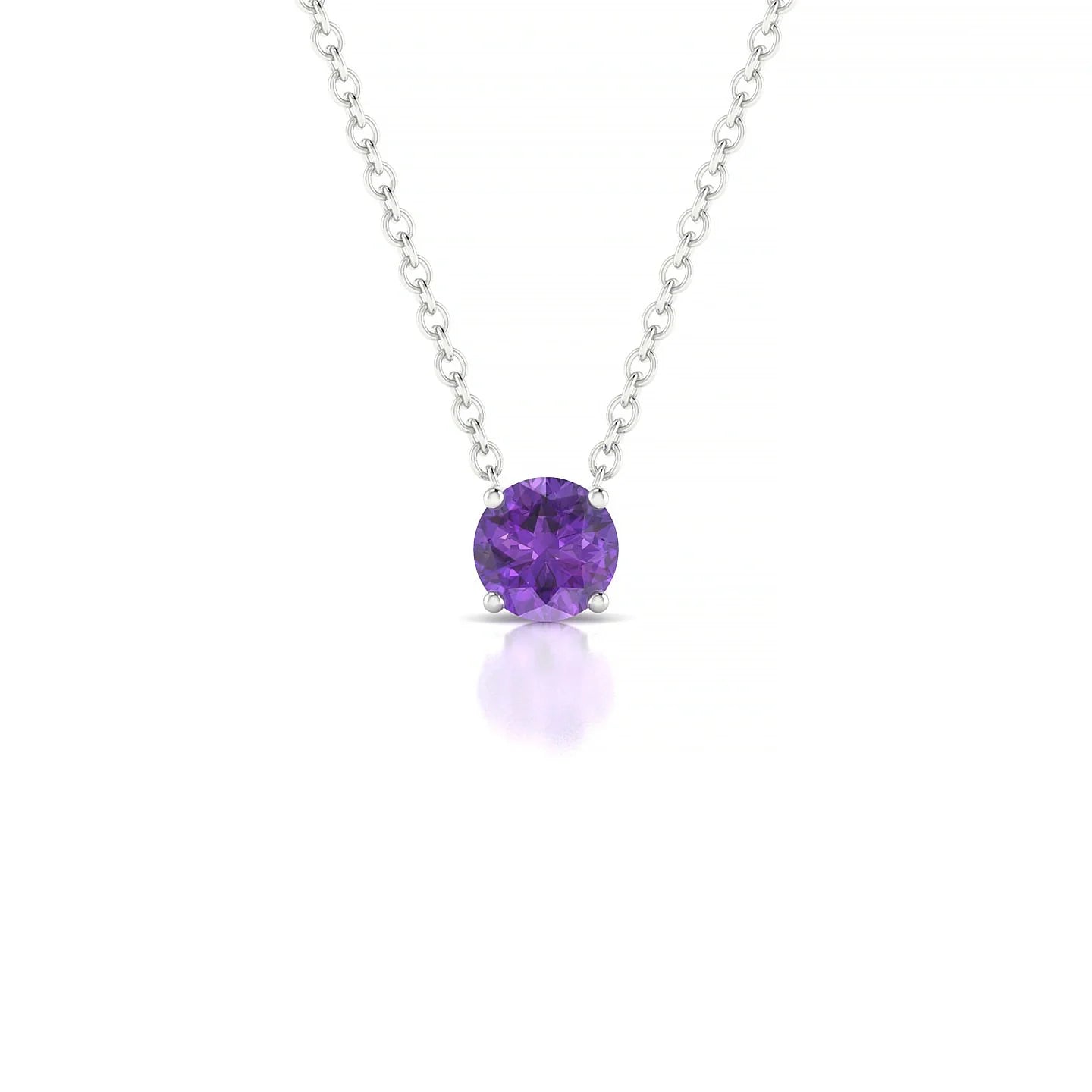 Radiance | 18k White Gold 4.5 mm Round Amethyst Pendant