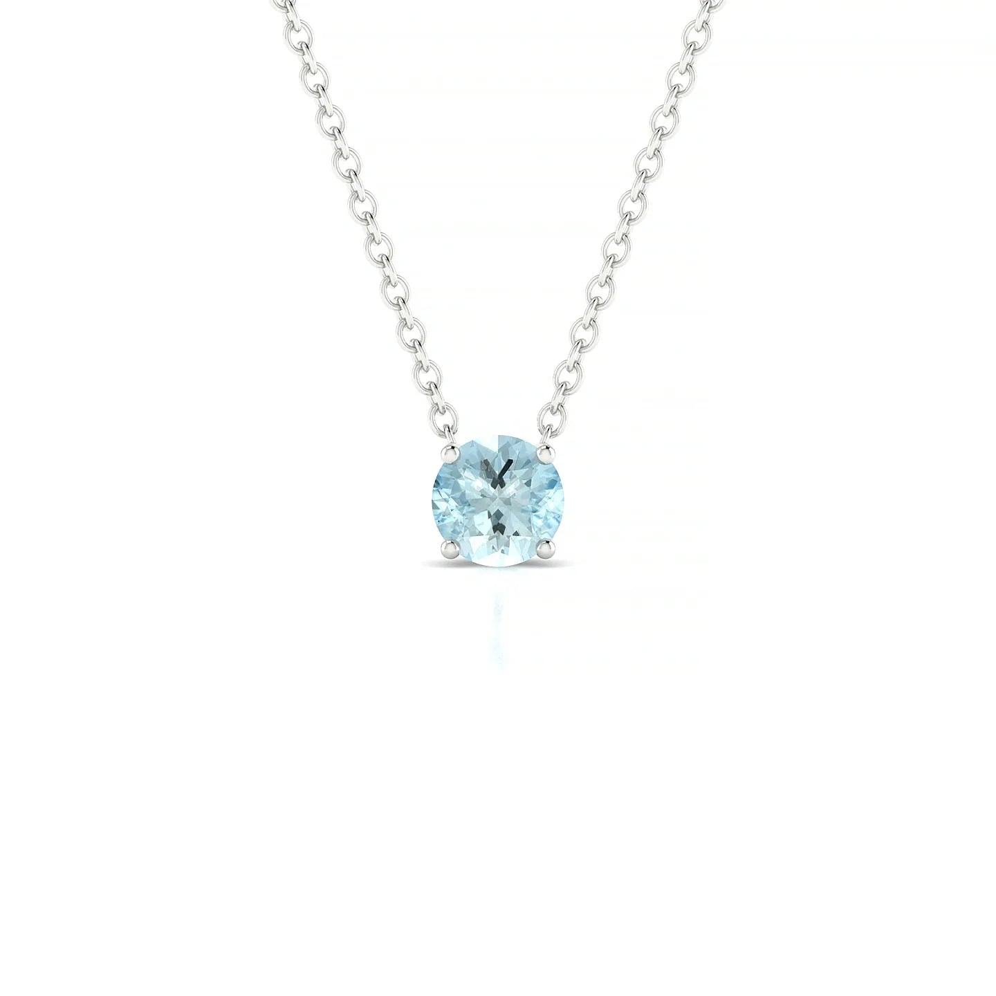 Radiance | 18k White Gold 4.5 mm Round Aquamarine Pendant